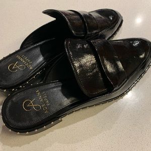 Black leather loafers